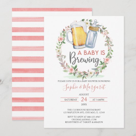 Blush roze bloemen A Baby is Baby shower aan het k Kaart (Voorkant / Achterkant)