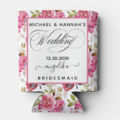 Blush roze bloemen Aangepast geheel entourage Blikjeskoeler (Achterkant)