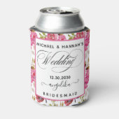 Blush roze bloemen Aangepast geheel entourage Blikjeskoeler (Blikje Achterkant)