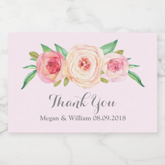 Blush Roze Bloemen Aangepaste Bruiloft Label Voedselcontainer Etiket (Enkel label)