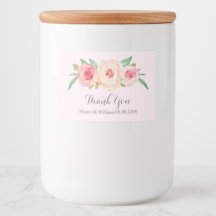 Blush Roze Bloemen Aangepaste Bruiloft Label