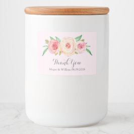 Blush Roze Bloemen Aangepaste Bruiloft Label Voedselcontainer Etiket