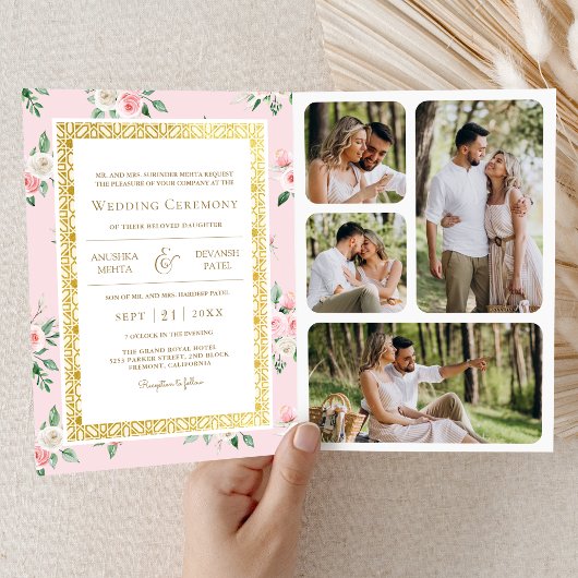 Blush Roze Bloemen Alles in een Gouden Indische br