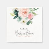 Blush Roze Bloemen Baby in Bloom Baby shower Serve Servet (Voorkant)