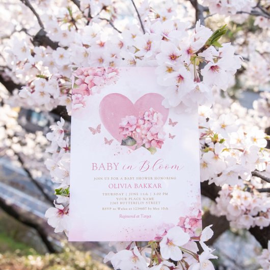 Blush Roze Bloemen Baby in Bloom Meisje Baby showe Kaart
