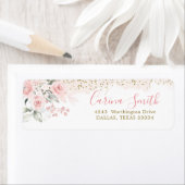 Blush Roze Bloemen Baby shower Adreslabel Etiket (Insitu)