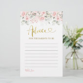 Blush Roze Bloemen Baby shower Advies Kaart (Staand voorkant)