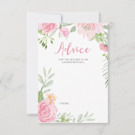 Blush roze bloemen baby shower advieskaarten kaart (Voorkant)