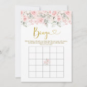 Blush Roze Bloemen Baby shower Baby Bingo Spel Kaart (Voorkant)
