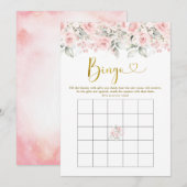 Blush Roze Bloemen Baby shower Baby Bingo Spel Kaart (Voorkant / Achterkant)