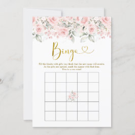 Blush Roze Bloemen Baby shower Baby Bingo Spel Kaart