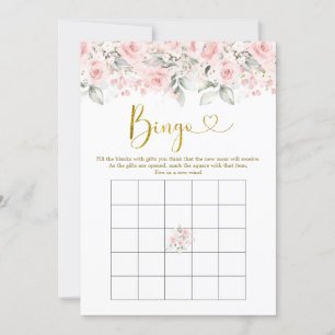 Blush Roze Bloemen Baby shower Baby Bingo Spel Kaart
