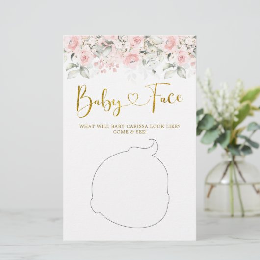 Blush Roze Bloemen Baby shower Baby Gezichtsspel (Staand voorkant)