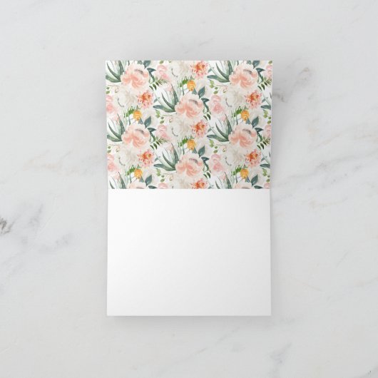 Blush & Roze Bloemen Baby Shower Bedankje Bedankkaart (Binnen)