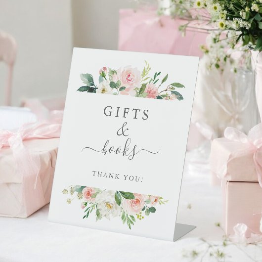 Blush roze bloemen Baby shower geschenken en boeke Reclamebord Met Voetstuk