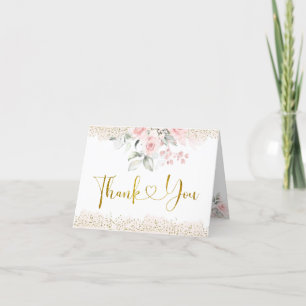 Blush Roze Bloemen Baby shower Gevouwen Bedankkaart