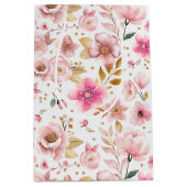 Blush Roze Bloemen Baby shower Gift Bag Medium Cadeauzakje (Voorkant)