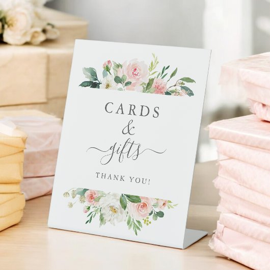 Blush Roze Bloemen Baby shower Kaarten en geschenk Reclamebord Met Voetstuk
