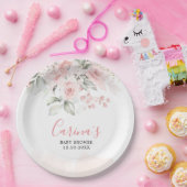 Blush Roze Bloemen Baby shower Papier Bord (Feest)