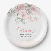 Blush Roze Bloemen Baby shower Papier Bord (Voorkant)