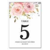 Blush Roze  Bloemen Baby shower Tafelnummer (Achterkant)