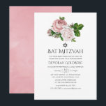 Blush Roze Bloemen Bat Mitzvah Kaart<br><div class="desc">blush roze rozen bat mitzvah uitnodiging ontworpen om snel en gemakkelijk te worden aangepast aan uw evenement specifieke kenmerken.</div>