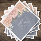 Blush Roze Bloemen Blauw Huwelijk Custom Servet