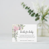 Blush Roze Bloemen Boek Aanvraag Baby shower Informatiekaartje (Staand voorkant)