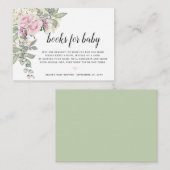 Blush Roze Bloemen Boek Aanvraag Baby shower Informatiekaartje (Voorkant / Achterkant)