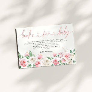 Blush Roze Bloemen Boeken voor Baby Meisje Baby sh Informatiekaartje