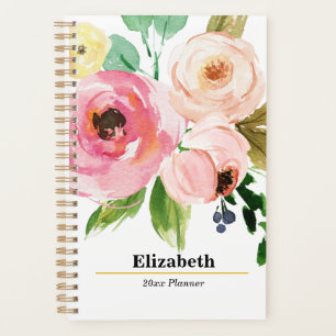 Blush Roze Bloemen Boho Jaarlijks Maandelijks Plan Planner