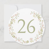 Blush Roze Bloemen Boho Trouwcirkel Tafelnummer (Achterkant)