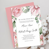 Blush Roze Bloemen Boog Huwelijk Elegant Kaart