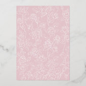 Blush Roze Bloemen Boog Vlinder Trouwgoud Folie Uitnodiging (Achterkant)