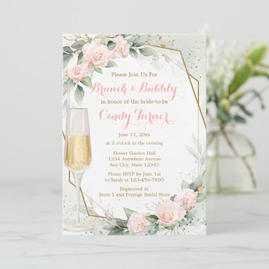 Blush Roze Bloemen Botanisch Vrijgezellenfeest Kaart (Staand voorkant)