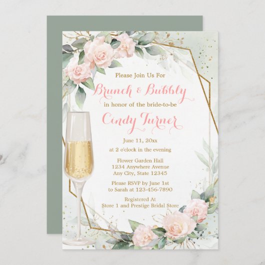 Blush Roze Bloemen Botanisch Vrijgezellenfeest Kaart (Voorkant / Achterkant)