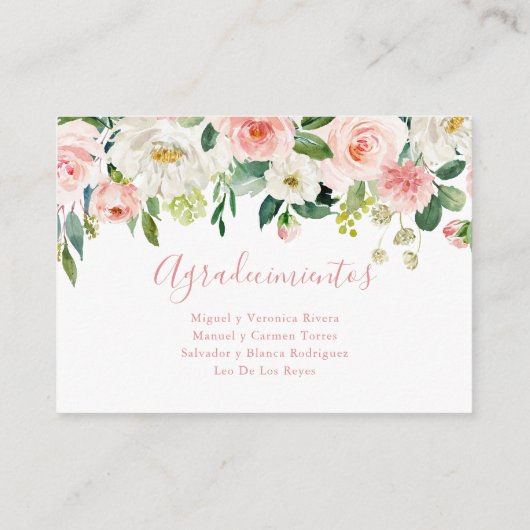 Blush Roze Bloemen Botanische bruiloft receptie Informatiekaartje (Achterkant)