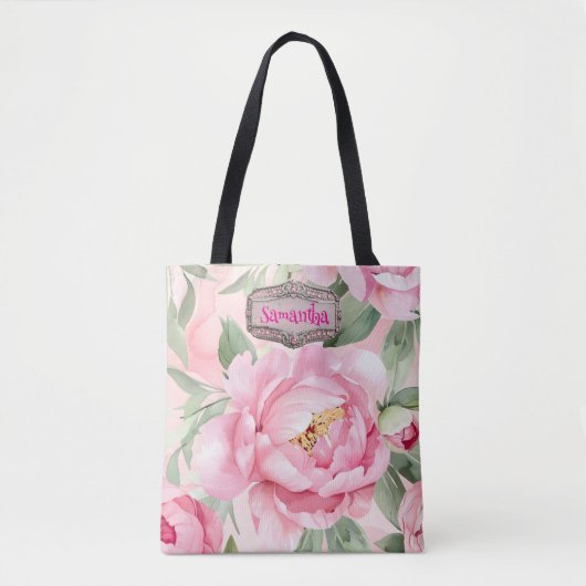 Blush Roze Bloemen Bouquet Bruidsmeisje Tote Bag (Voorkant)