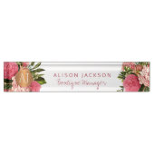 Blush roze bloemen boutique manager monogram naambordje (Voorkant)