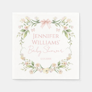Blush Roze Bloemen Bow Baby Meisje Douche Servet