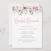 Blush Roze Bloemen Bruids Brunch Uitnodiging (Voorkant)