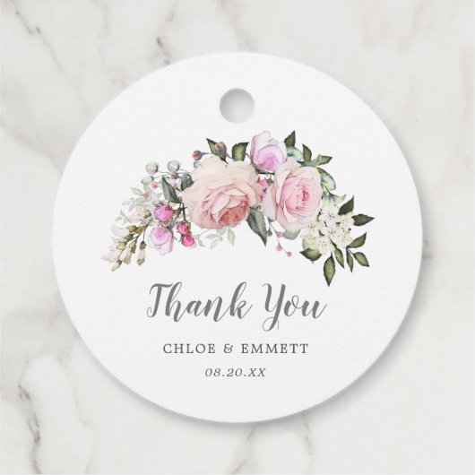 Blush roze bloemen bruiloft Bedankt Bedankjes Labels (Achterkant)