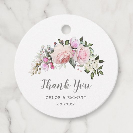 Blush roze bloemen bruiloft Bedankt Bedankjes Labels (Voorkant)