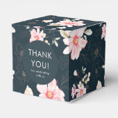  Blush Roze Bloemen Bruiloft Dank u Blauw Bedankdoosjes (Achterkant)