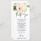 Blush roze bloemen bruiloft dank u tafel instellin menu