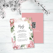 Blush roze bloemen bruiloft elegant RSVP kaartje