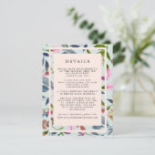 Blush Roze Bloemen Bruiloft Gast Informatie Informatiekaartje (Staand voorkant)