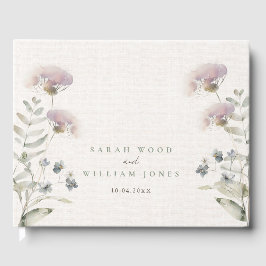 Blush roze bloemen bruiloft gastenboek