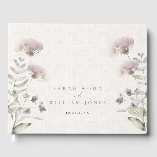 Blush roze bloemen bruiloft gastenboek (Voorkant)
