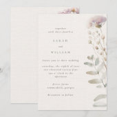 Blush roze bloemen bruiloft kaart (Voorkant / Achterkant)